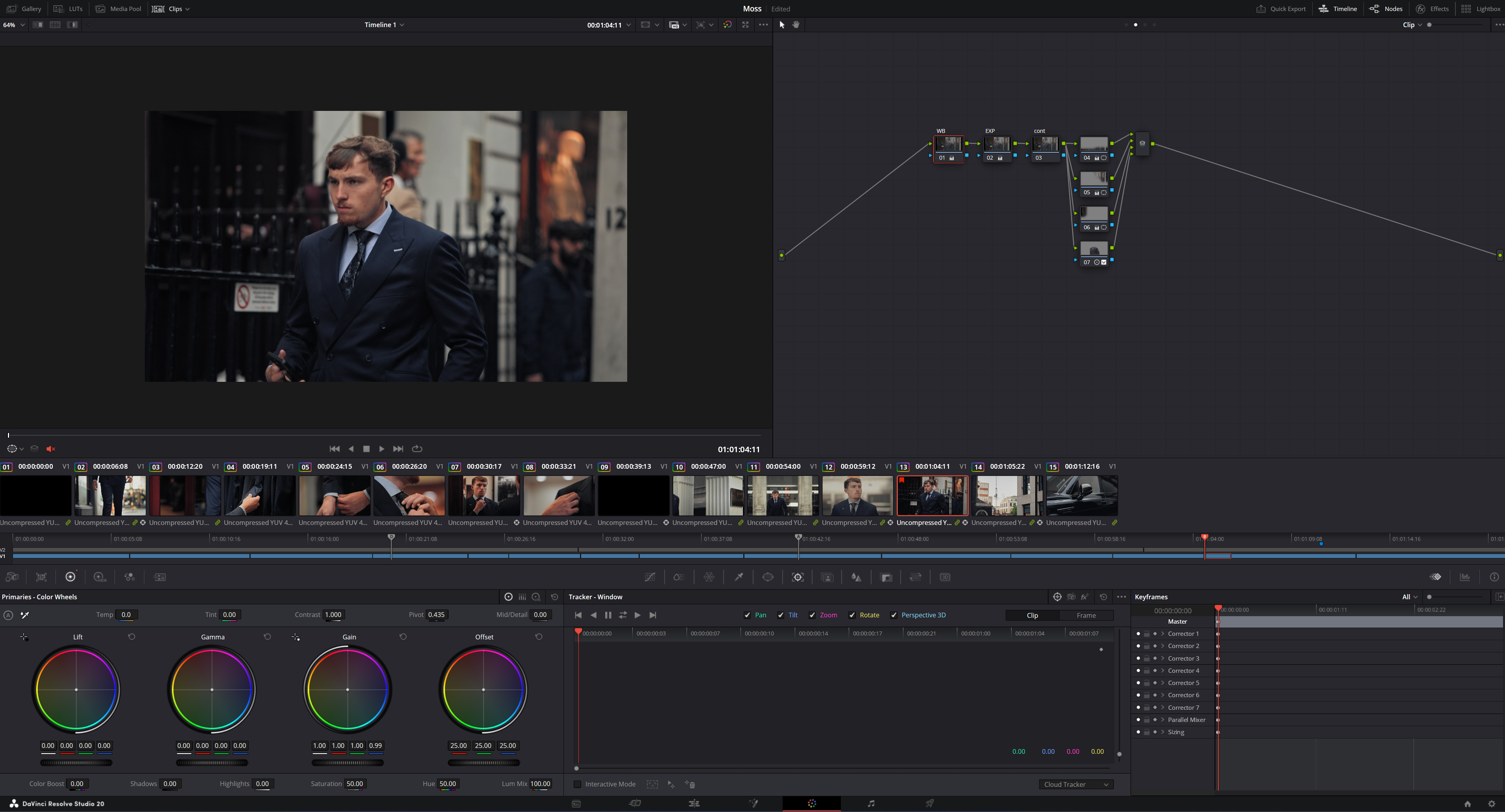 DaVinci Resolve view for this grade